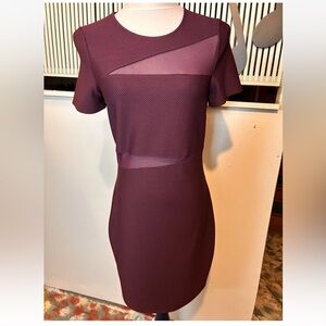 Women’s Express Plum Short Sleeve With Sheer Dress Size 8 NWT